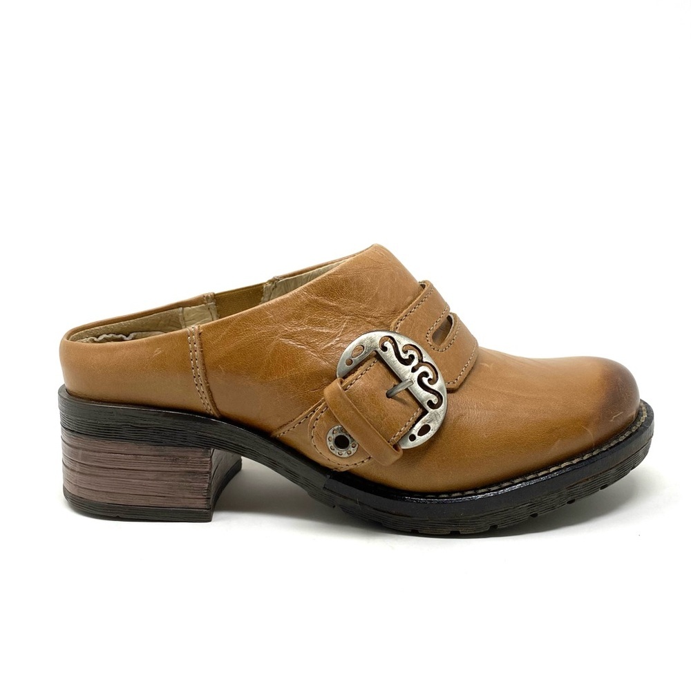 Dromedaris Karina Scrunched Leather Clog Mule Saddle